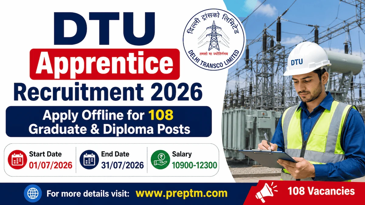 DTU Apprentice Recruitment 2026: Apply Offline for 108 Graduate & Diploma Posts